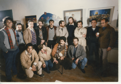 A group photograph of Palestinian visual  artists