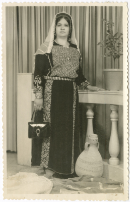 A Palestinian woman in the Palestinian dress