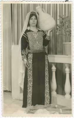 A Palestinian woman in the Palestinian dress