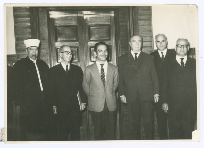 King Hussein with Hanna Khalaf and Other Ministers 
