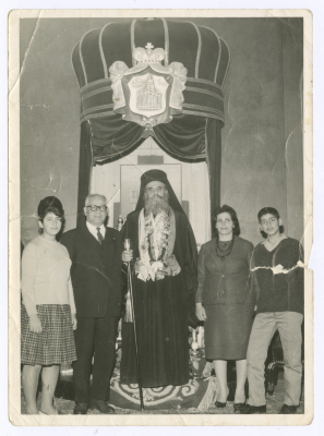 Hanna Khalaf with His Family at a Church in Jerusalem 