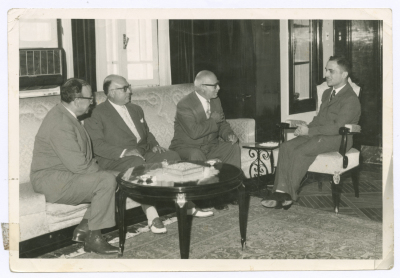 Hanna Khalaf with King Hussein and Attorney Jabra al-Anqar