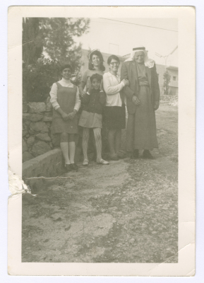 A Photograph of Jeries Khalaf with his  Granddaughters, Ramallah, 1968