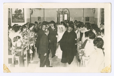 A Photograph of Khawla Khalaf and Nicola Arrar's Wedding at the Greek Orthodox Church in Ramallah 