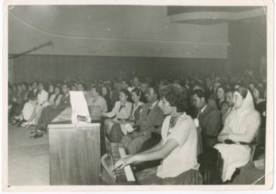Rima Nasir Playing the Piano Inside the Showroom at Dunia Cinema, 1951-1952