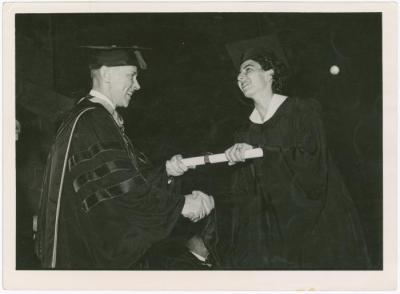 Rima Nasir Receiving Her Certificate during the Graduation Ceremony of the American University in Beirut, 1954