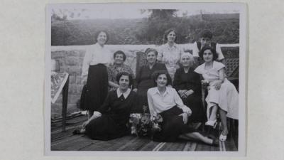 Members of the Nasir Family in Their House Yard in Birzeit, 1951