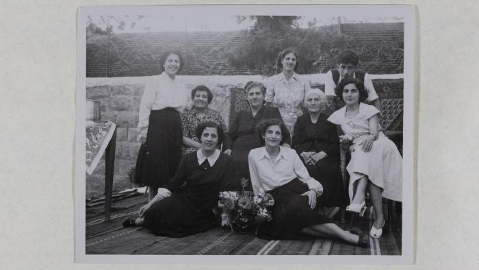 Members of the Nasir Family in Their House Yard in Birzeit, 1951