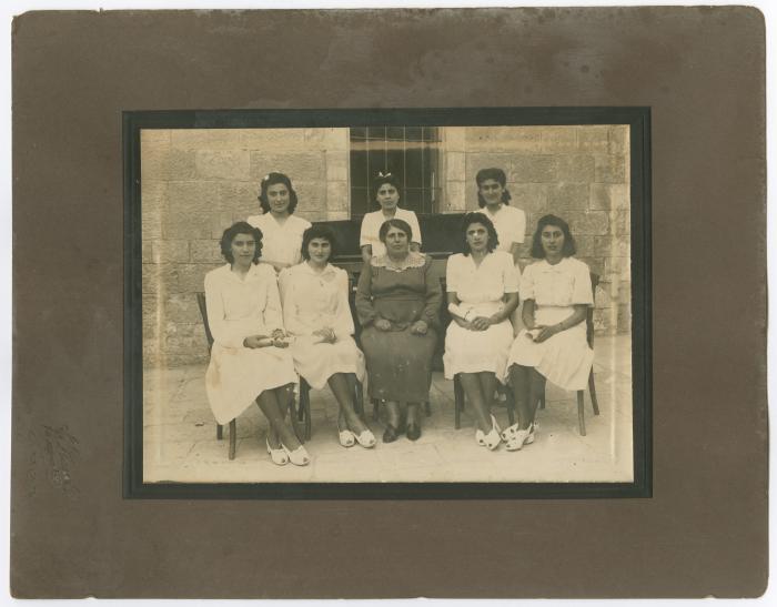 Birzeit College Female Graduates with the Headmistress Nabiha Nasir, 1944