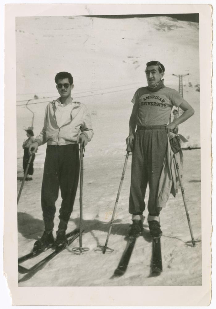 Antone Tarazi Skiing with a Friend in Beirut, 1950