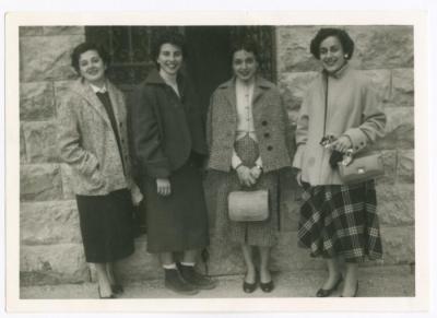 Rima Nasir with Her Friends in the Courtyard of Birzeit College, 1956