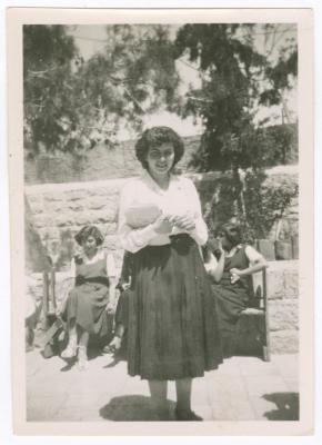 Rima Nasir in the Courtyard of Birzeit College, 1952