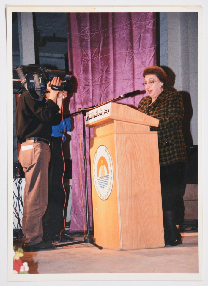 The Fighter Najla' Yassin Giving a Speech.