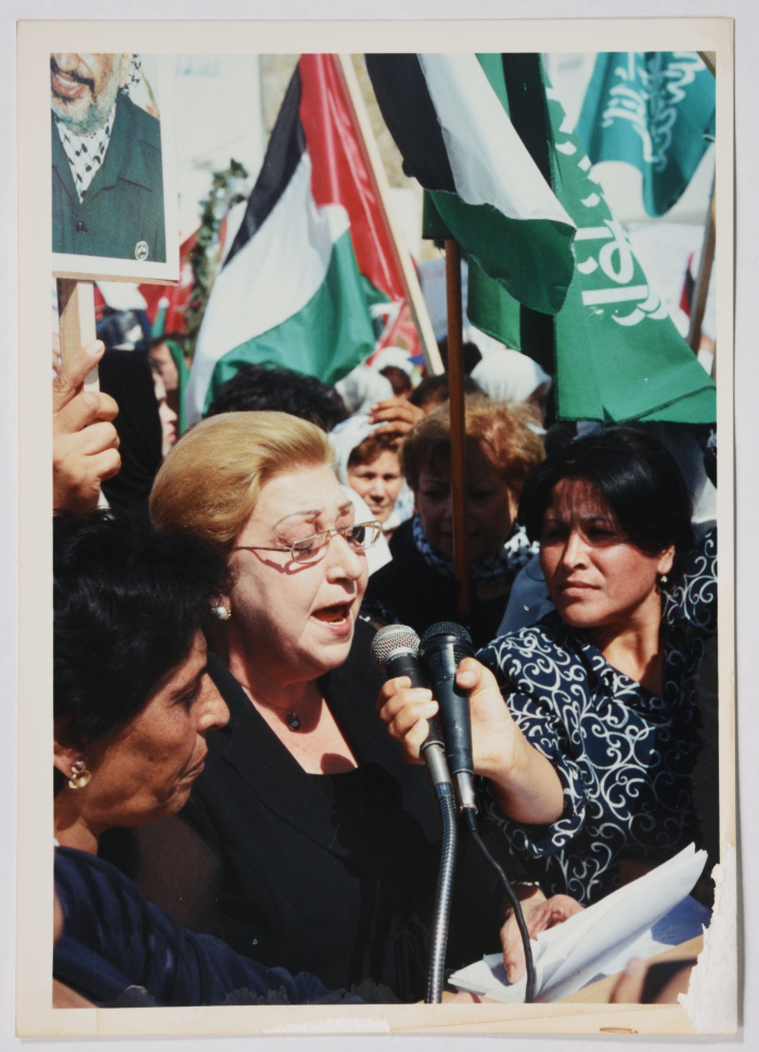 The fighter Najla Yassin in a demonstration.