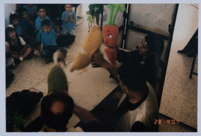 A Photograph from Rehearsals and Performances of "The Adventures of Khadra",  a Puppet Play by al-Kasaba Theatre, 2002-03
