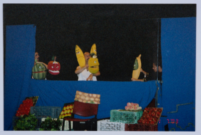 A Photograph from Rehearsals and Performances of "The Adventures of Khadra",  a Puppet Play by al-Kasaba Theatre, 2002-03