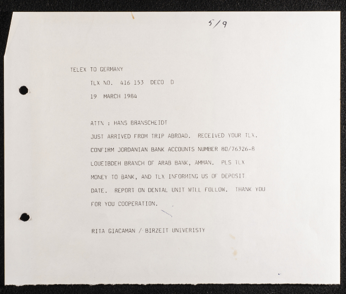 مراسلات جمعية سيدات بيرزيت الخيرية