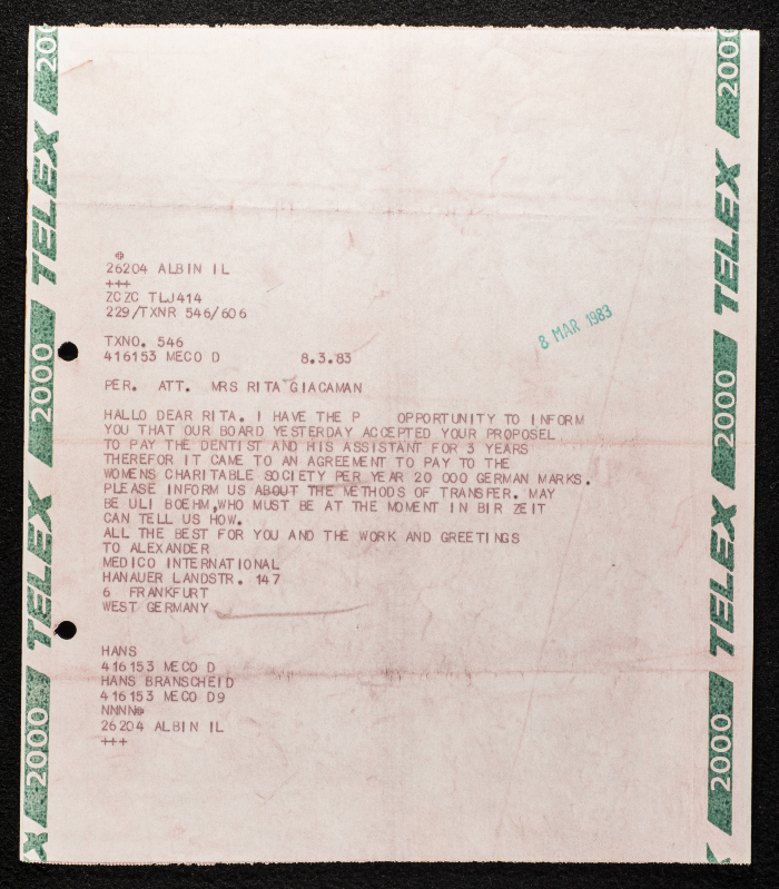 مراسلات جمعية سيدات بيرزيت الخيرية