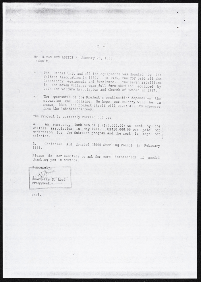 A Letter from Birzeit Women Charitable Society, 28 January 1989 