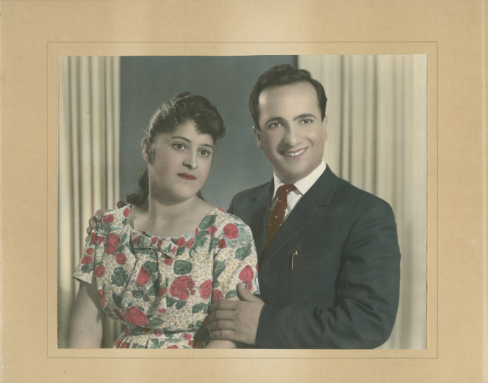 A photograph of Abdel-Nór Michael and Suhaila Khoury on the day of their engagement