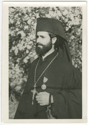 Priest Zakaria Nasir from al-Taybeh at Pope Sergius Monastery (al-Maskob Garden) in Paris
