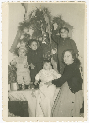 A family photograph taken on Christmas