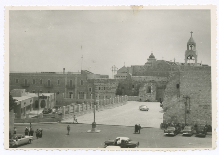 A landscape of Bethlehem; showing the Palace Hotel; owned by Hanna al-Sawalha from Madaba City, Jordan