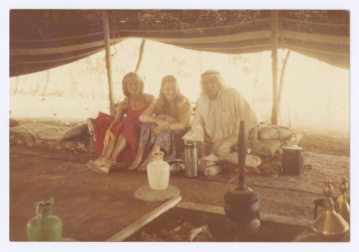 Muhammad Salem adh-Dhuwayb with Two Girls in a Bedouin Tent