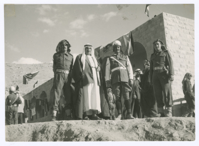 Muhammad Salem adh-Dhuwayb with Others in Front of Wadi Musa School 