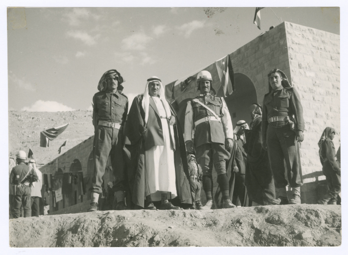 Muhammad Salem adh-Dhuwayb with Others in Front of Wadi Musa School 