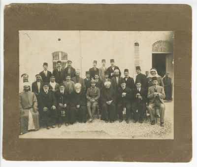 The meeting of political figures, including Abdel Salam Al-Barqawi; third row, second to the right