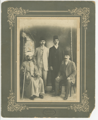 Some of the political and social figures who were active in the PLO; including Abdel-Salam al-Barqawi (standing to the left).