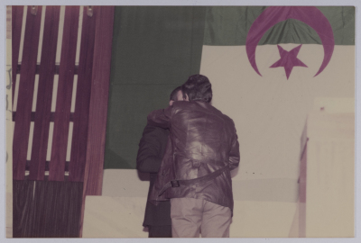 Two Men Shaking Hands at the Launch of the General Union of Palestinian Students (GUPS) 9th National Congress 