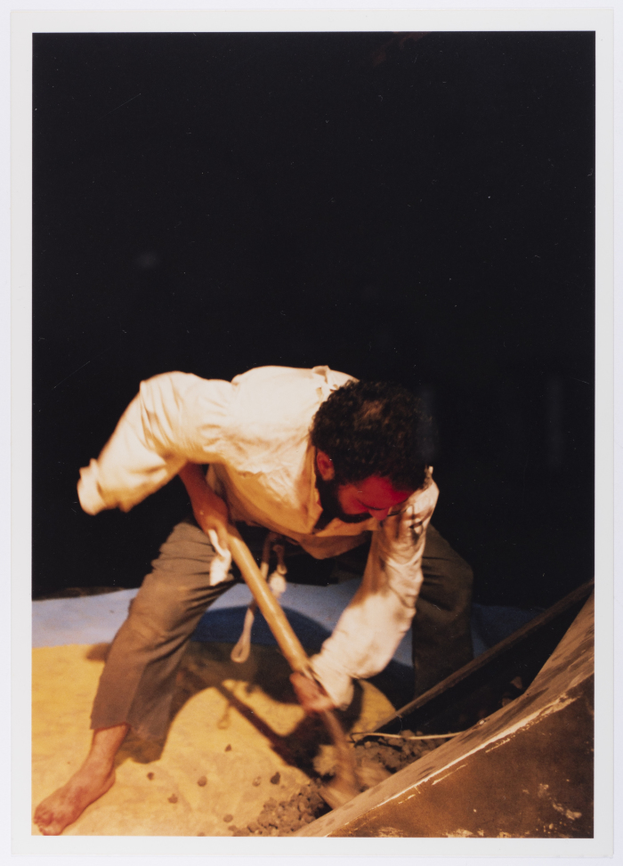 A Photograph of Amer Hlehel on Stage During the Theatrical Performance of 