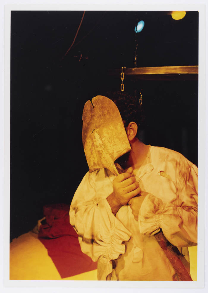 A Photograph of Amer Hlehel on Stage During the Theatrical Performance of 