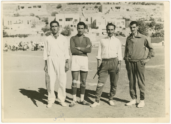 Men at al-Hussein Stadium