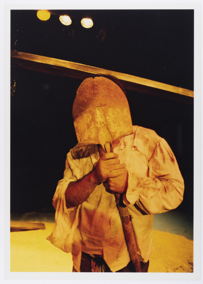 A Photograph of Amer Hlehel on Stage During the Theatrical Performance of 