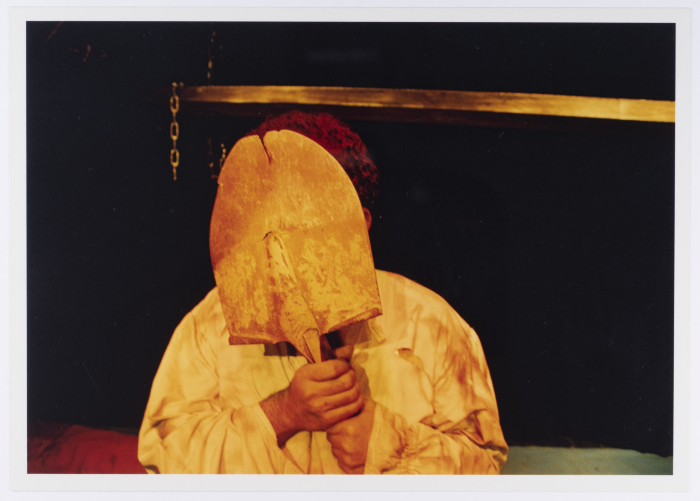 A Photograph of Amer Hlehel on Stage During the Theatrical Performance of 