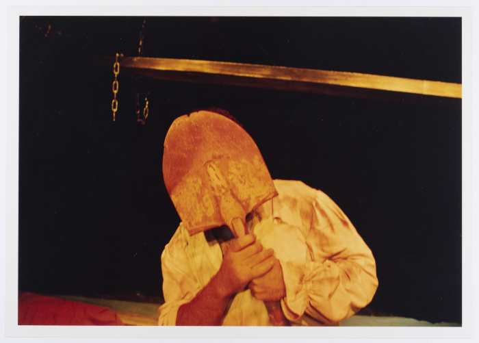 A Photograph of Amer Hlehel on Stage During the Theatrical Performance of 