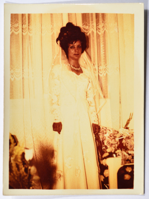 Nehaya Mohammad Waerning her Wedding Gown, Syria, 1975 