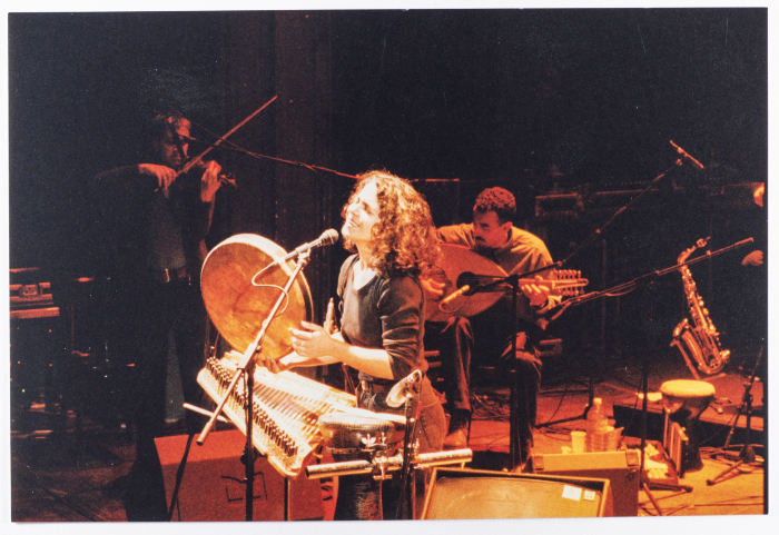 كاميليا جبران خلال عرض غنائي لفرقة صابرين ضمن مهرجان في مدينة ليل الفرنسية 