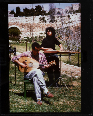 Camila Gubran and Saʿid Murad During a Photoshoot for Sabreen Group in Jerusalem, 1989 