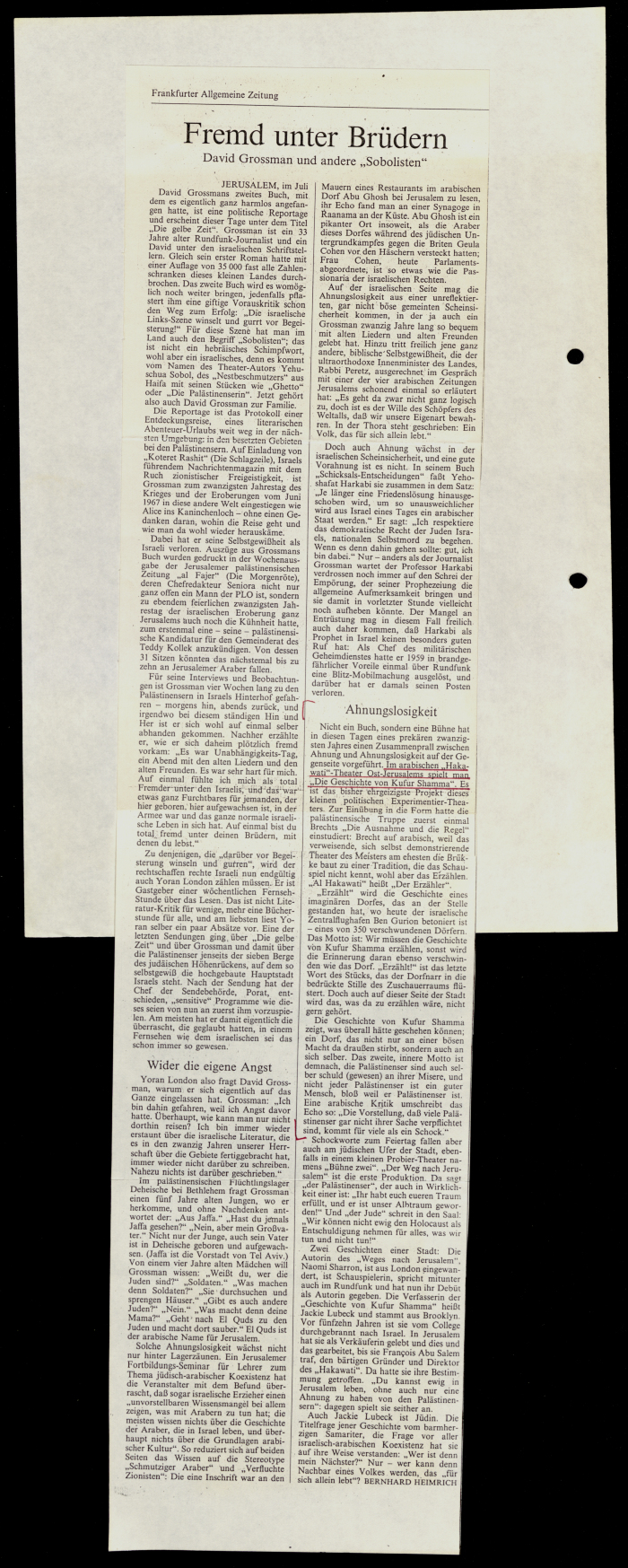 قصاصة من صحيفة فرانكفورتر العامة،