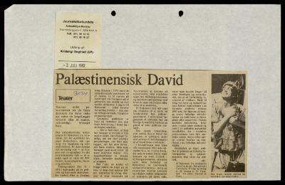 "Palestinian David", a Magazine Clipping from Journalistforbundet, 2 July 1982
