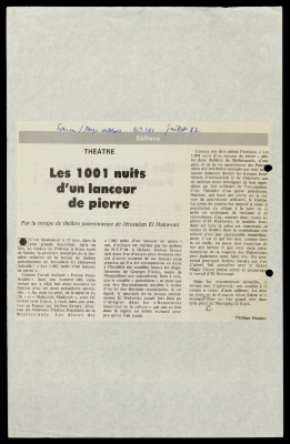 A Magazine Clipping from Pays Arabes , Issue No. 101, July 1982 