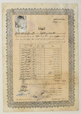 High School Certificate of Nael Al Barghouthi 1978
