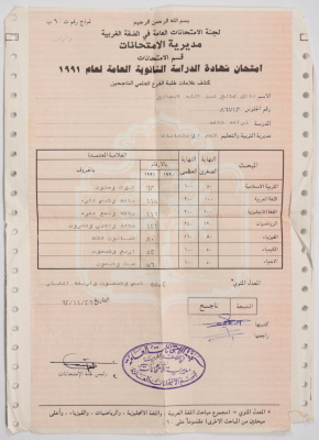 High School Certificate of Nael Al Barghouthi