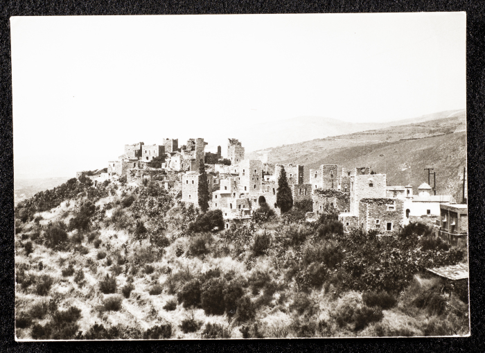 A Glimpse of Old Houses on a Mountain in Greece 