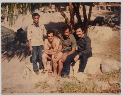 A Photograph of the Shaheed Abdullah Alawneh with his Friends at the Syrian Al-Hamma
