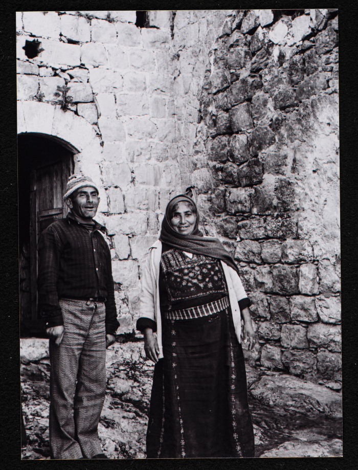 A Photograph of Um Al-'Abed and a Man in the Village of Deir Al-Sudan, Ramallah
